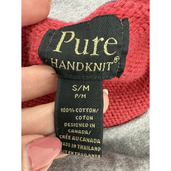 Pure Handknit Womens Sweater Preppy Minimalist Classic Cozy High Low Red SMALL - Picture 8 of 9